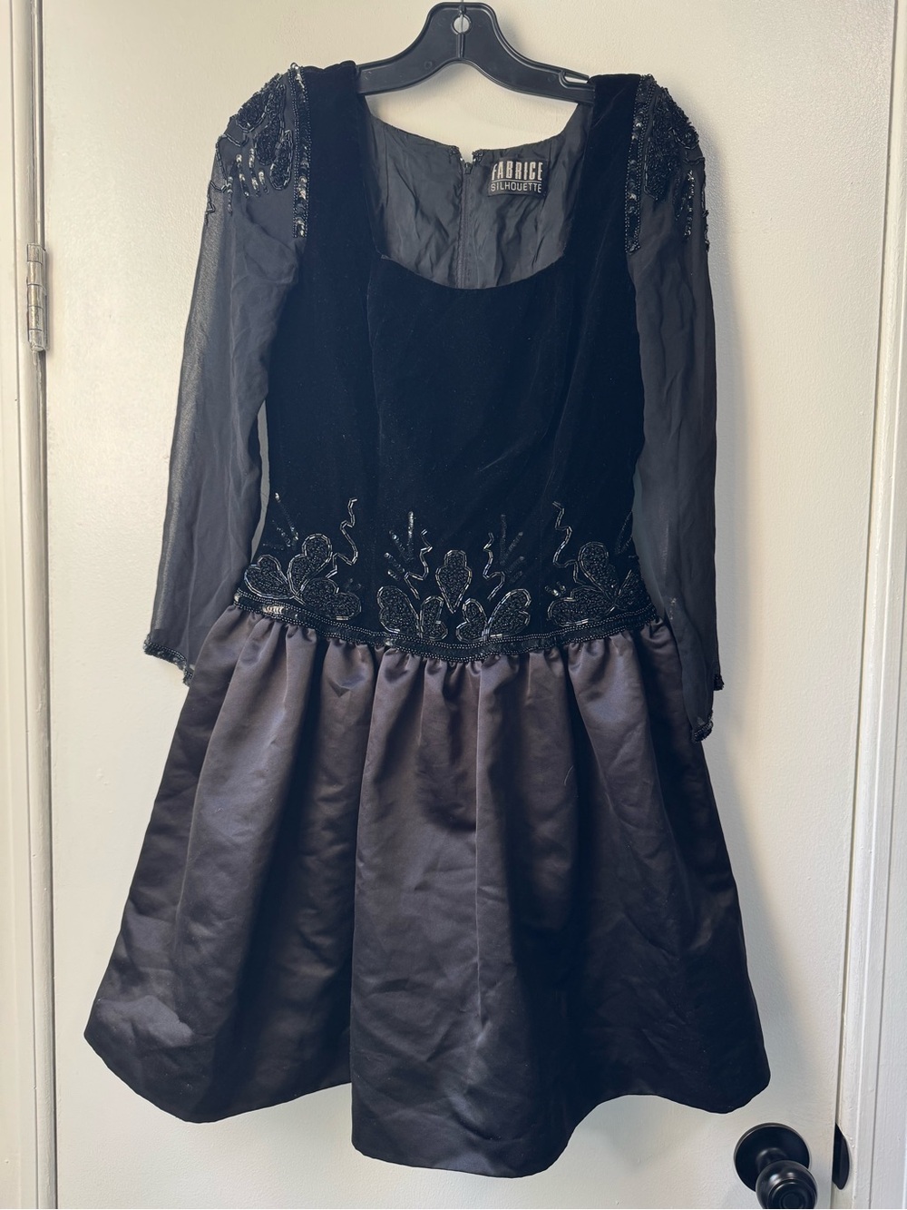 Vintage 80’s Fabrice New York Party Black Beaded Sheer Mini Dress - Picture 3 of 16